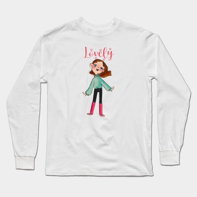 Lovely girl Long Sleeve T-Shirt by Lu Lapin